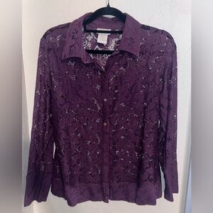 Elegant Lace Button-Up Blouse